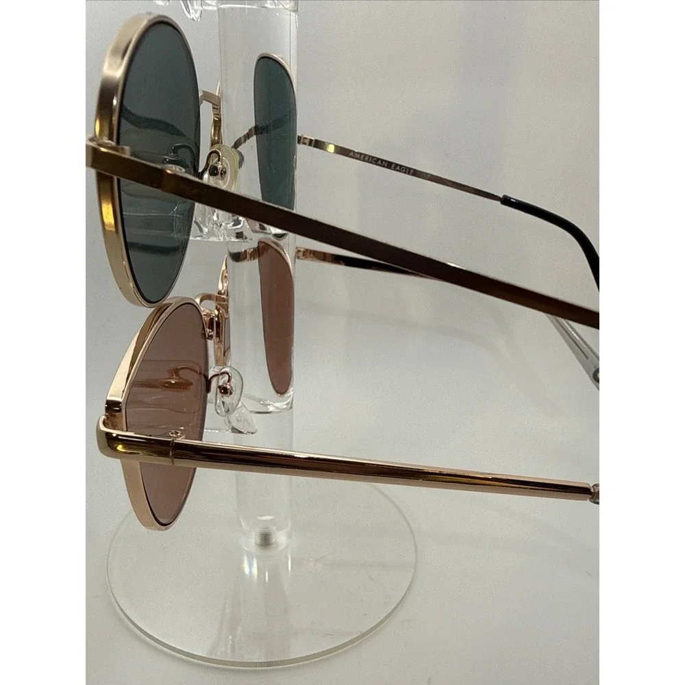 Lot of 2 pairs American Eagle Authentic Sunglasses- Gold round frames Limited